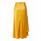 Yellow satin skirt on a white background