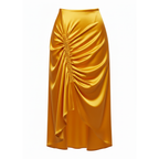 Yellow satin skirt on a white background