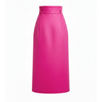 Fuchsia pink skirt with a belt on a white background