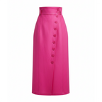 Pink skirt with button details on a white background