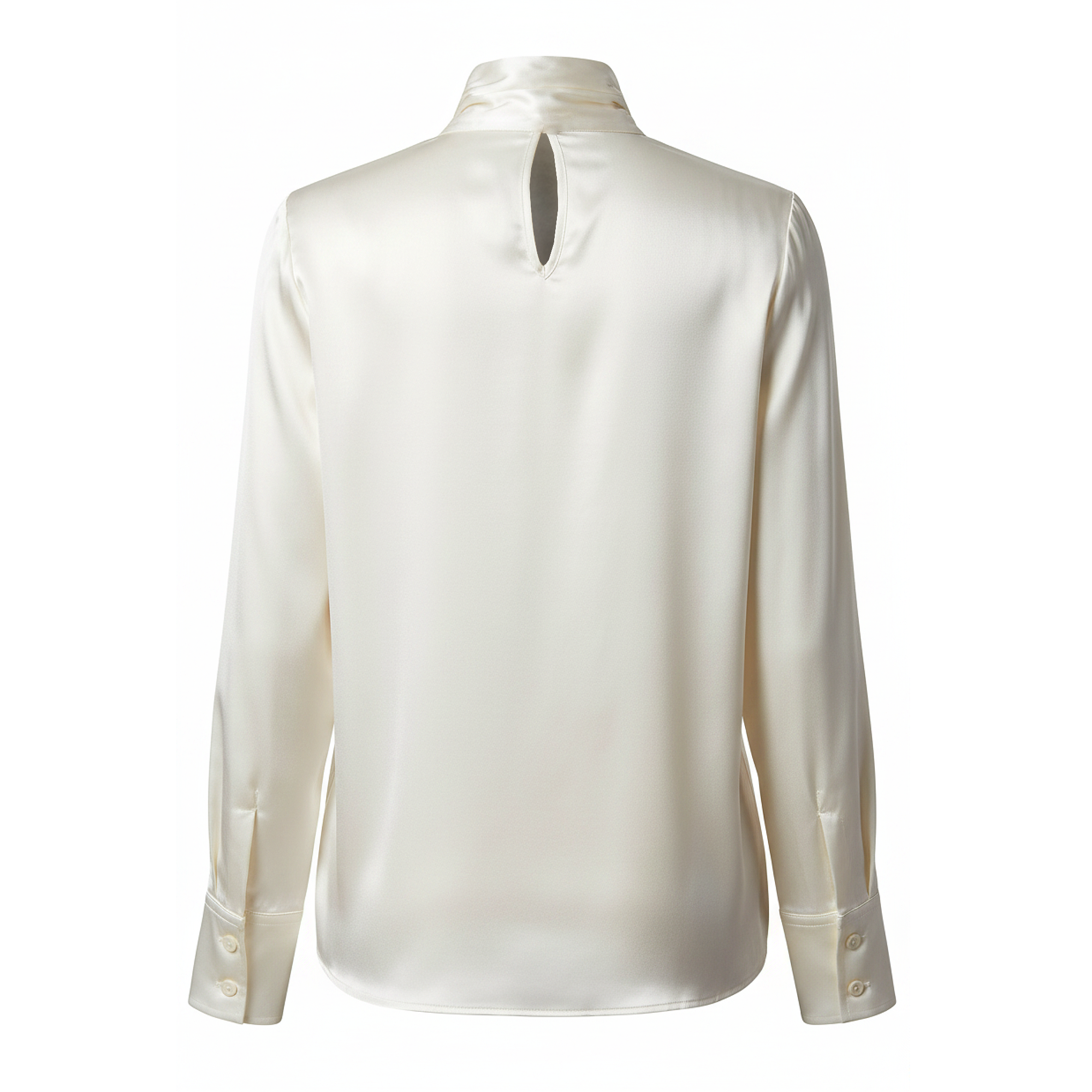 White blouse with a high collar on a white background