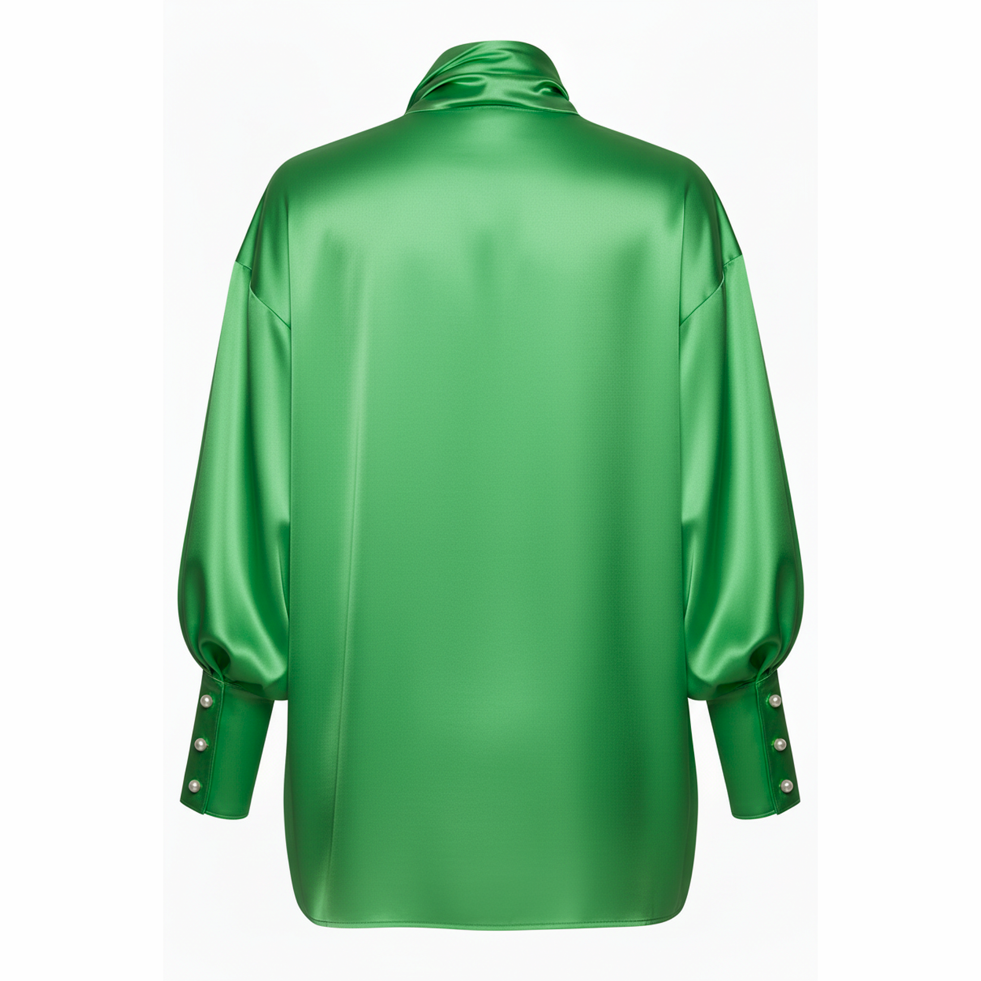 Green satin shirt on a white background