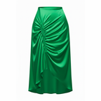 Oma Ruched Drape Silk Midi Skirt