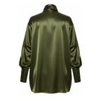 Green satin shirt on a white background