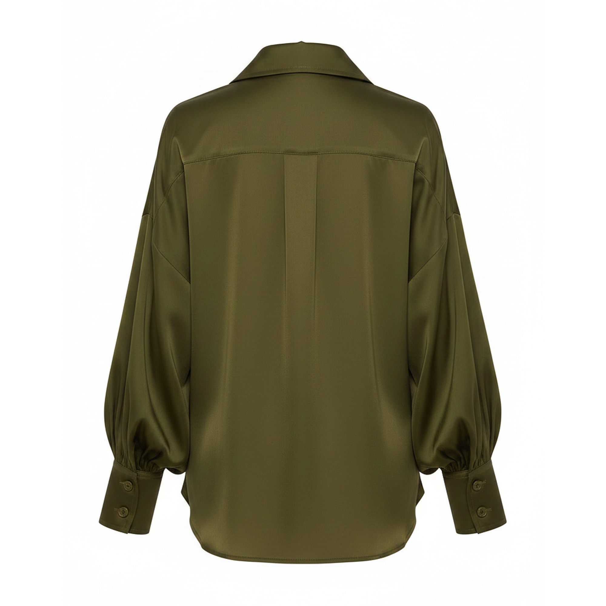Green satin shirt on a white background