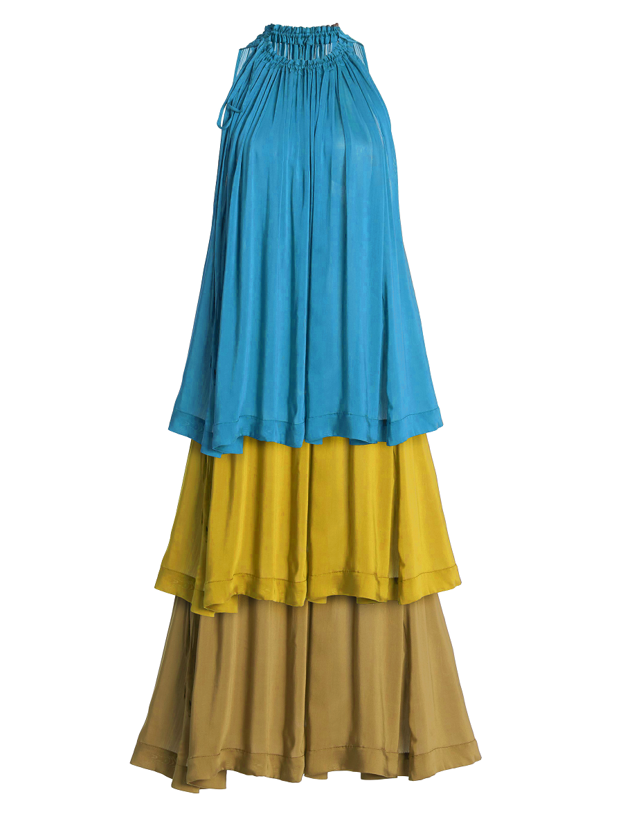 Piper Tiered Silk Crepe Maxi Dress