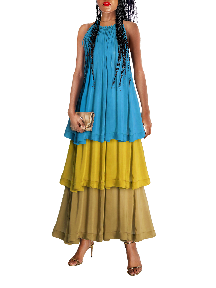 Piper Tiered Silk Crepe Maxi Dress