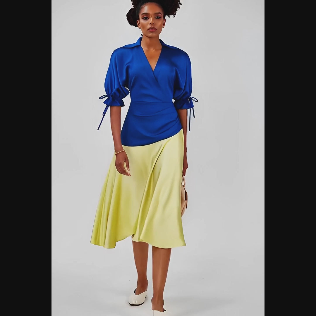 MWANGA Faux Wrap Silk Dress