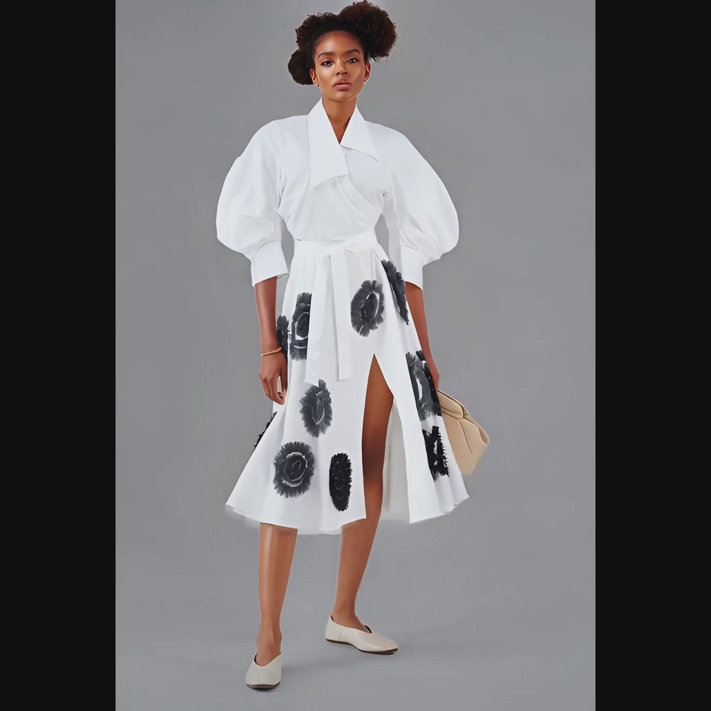 Hana 3D Embellished Midi Skirt