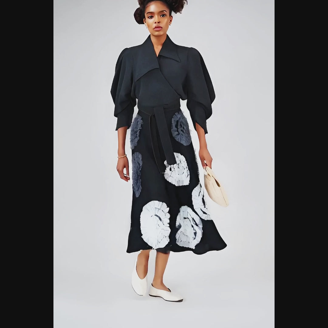 Hana 3D Embellished Midi Skirt