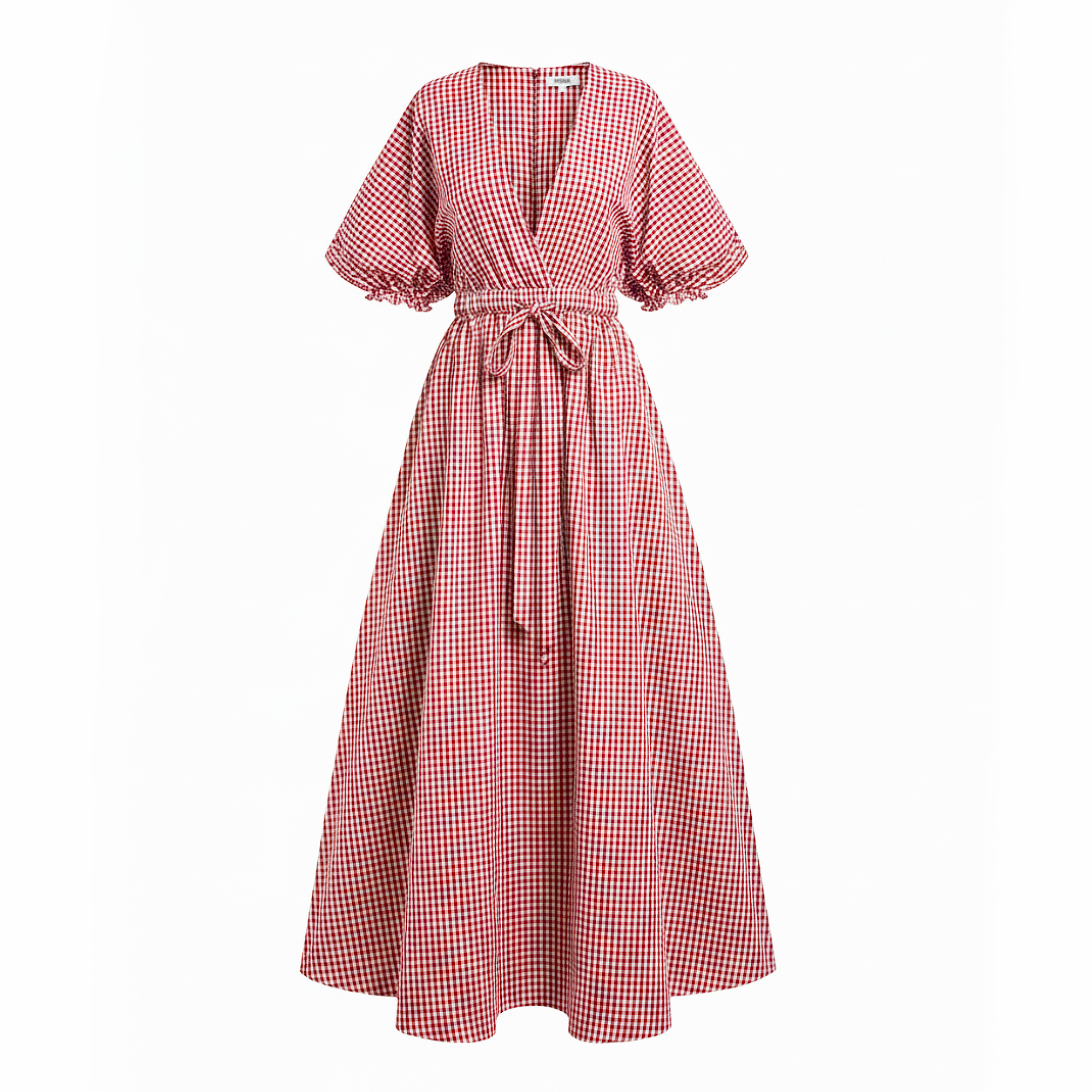 Red and white checkered dress on a white background