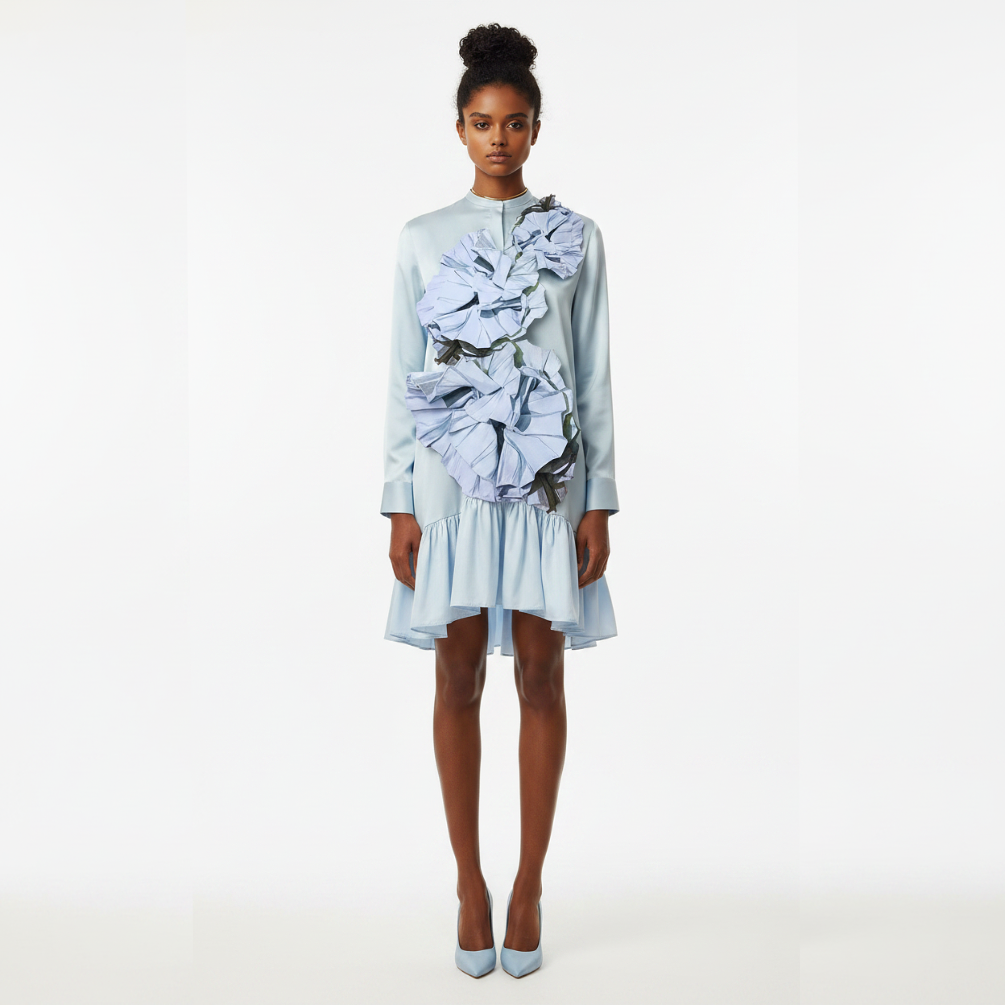 Rosebud Satin Shirt Dress