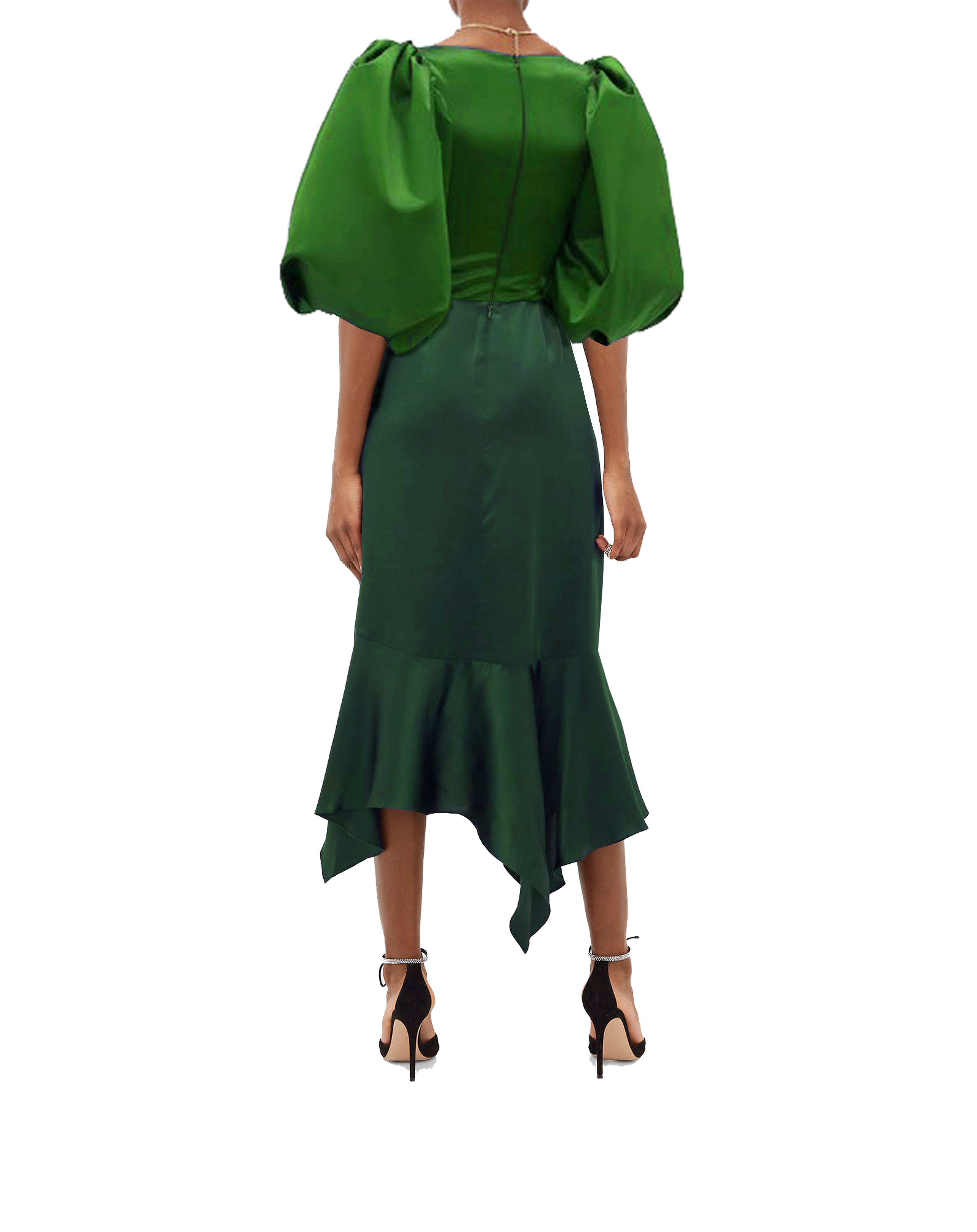 Rosalindt Draped Bodice Silk and Taffeta Dress- FW20