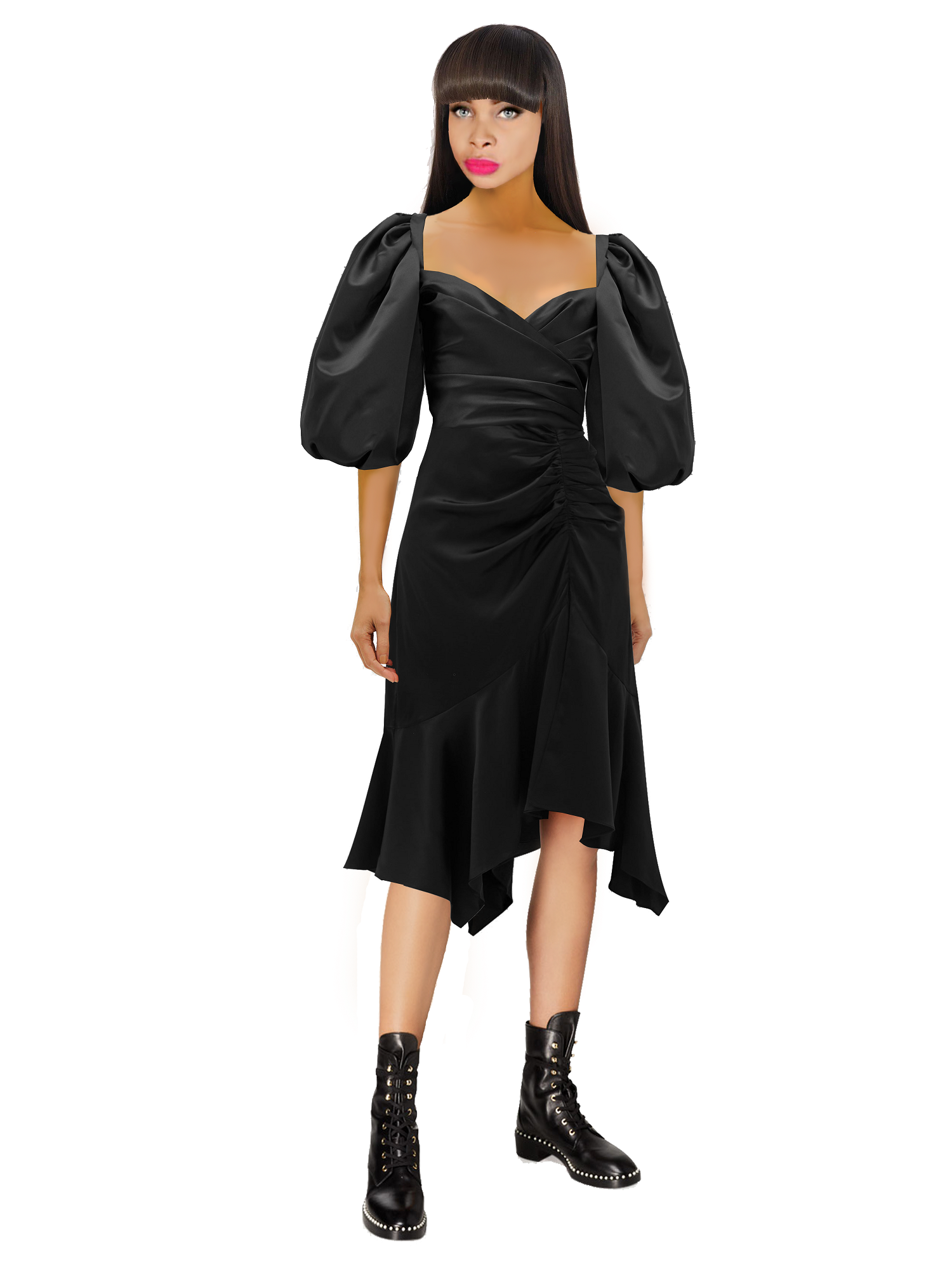 Rosalindt Draped Bodice Silk and Taffeta Dress- FW20