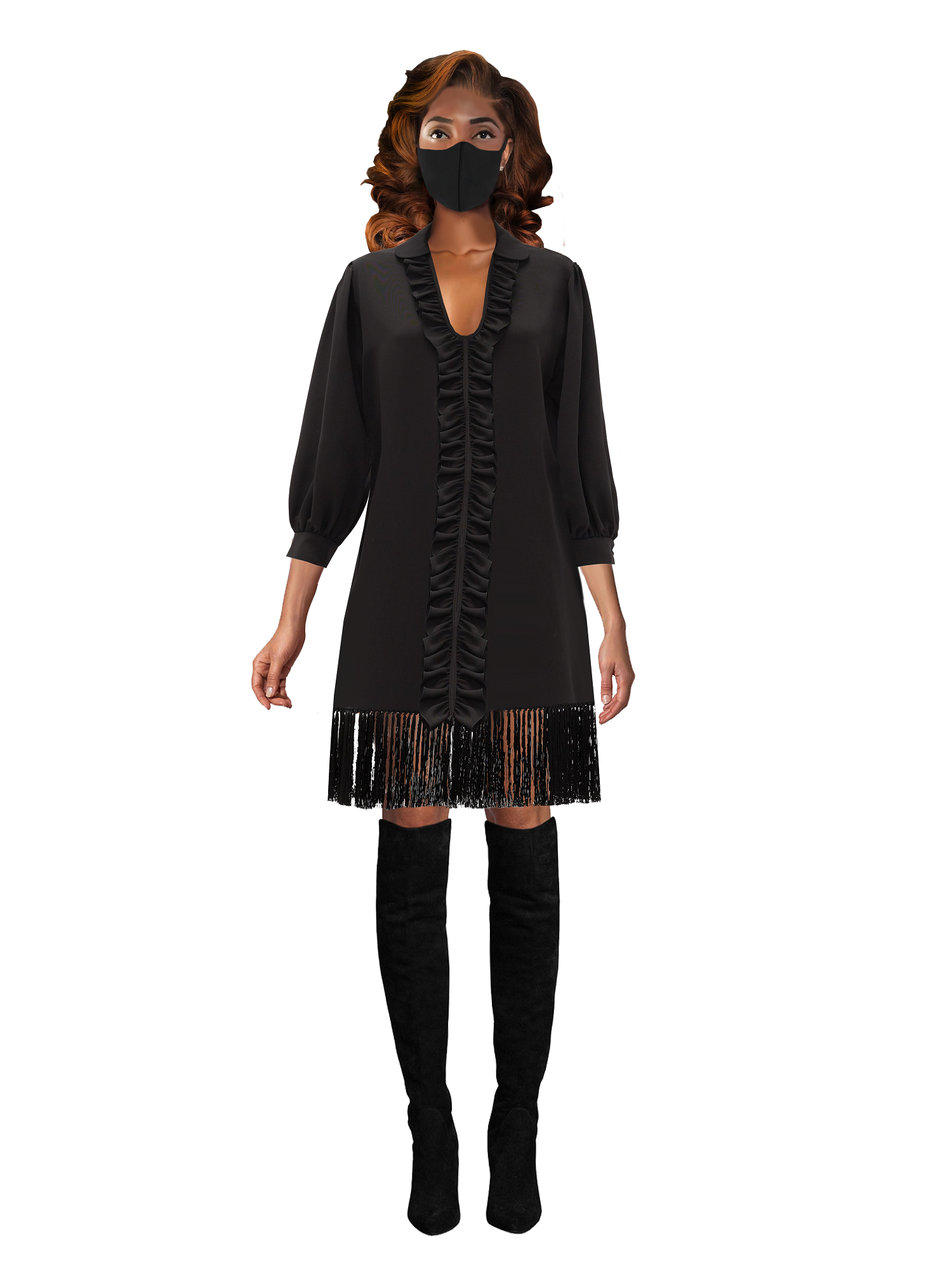 Tega Fringe Silk Crepe Tunic-