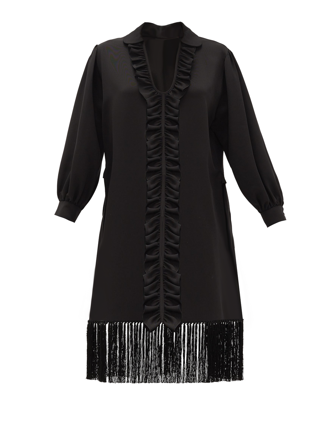 Tega Beaded Fringed Crepe Tunic
