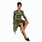 Abena Ruched Silk Shirt Dress