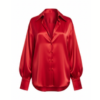 Red satin shirt on a white background