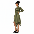 Abena Ruched Silk Shirt Dress