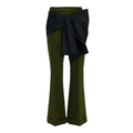 Green pants with a black bow on a white background