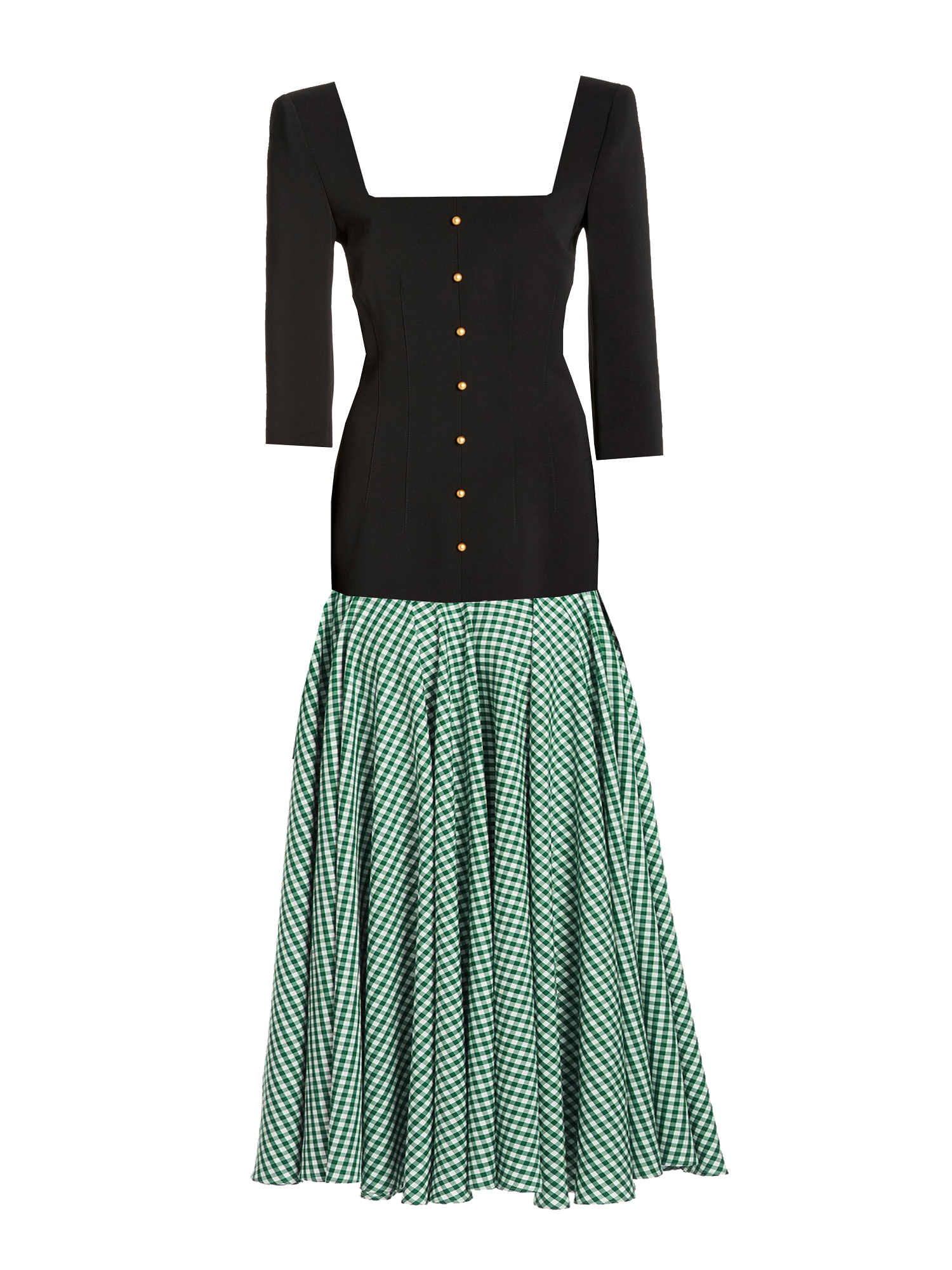 Alice Checked Crepe and Cotton Flared dress