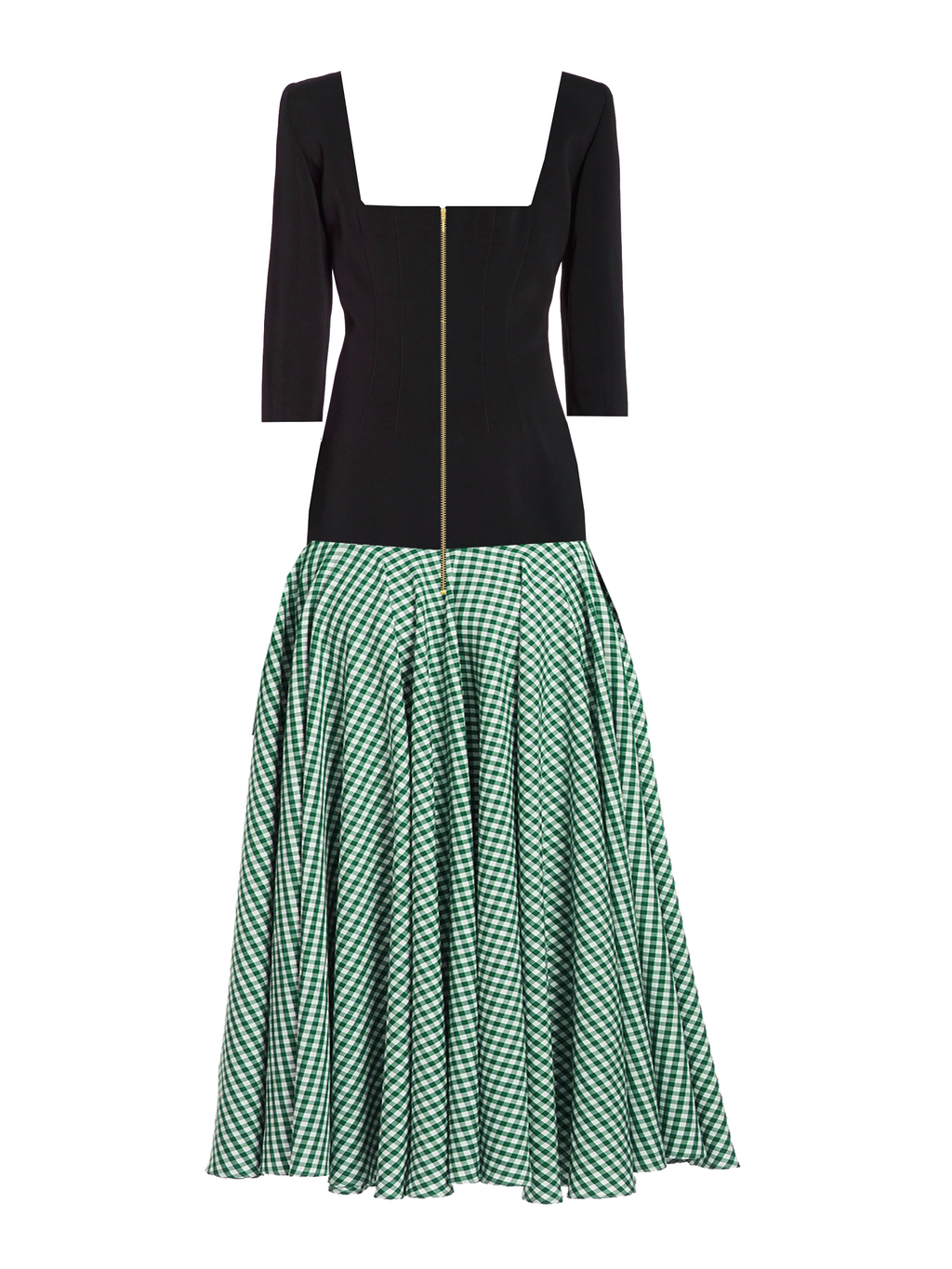 Alice Checked Crepe and Cotton Flared dress