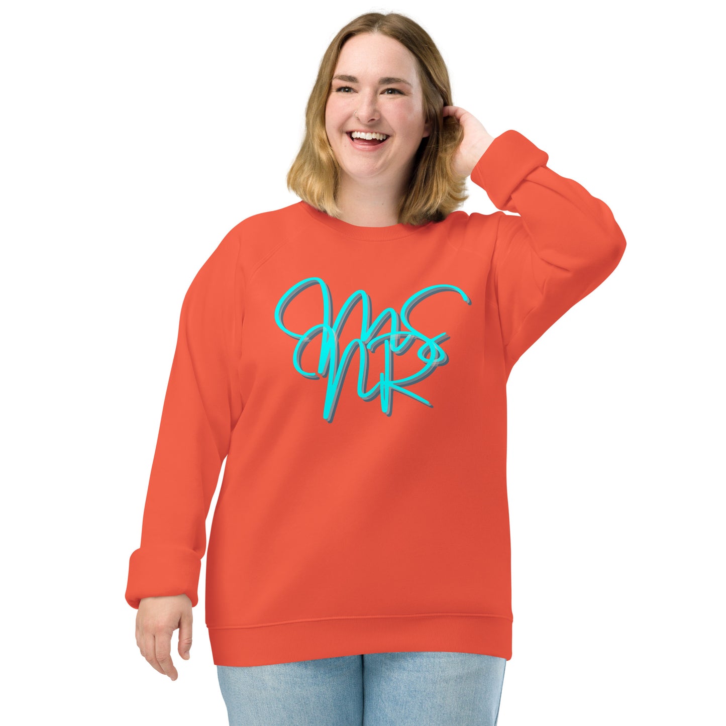 Cyan Signature Unisex organic raglan sweatshirt