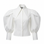 White blouse with puffed sleeves on a white background