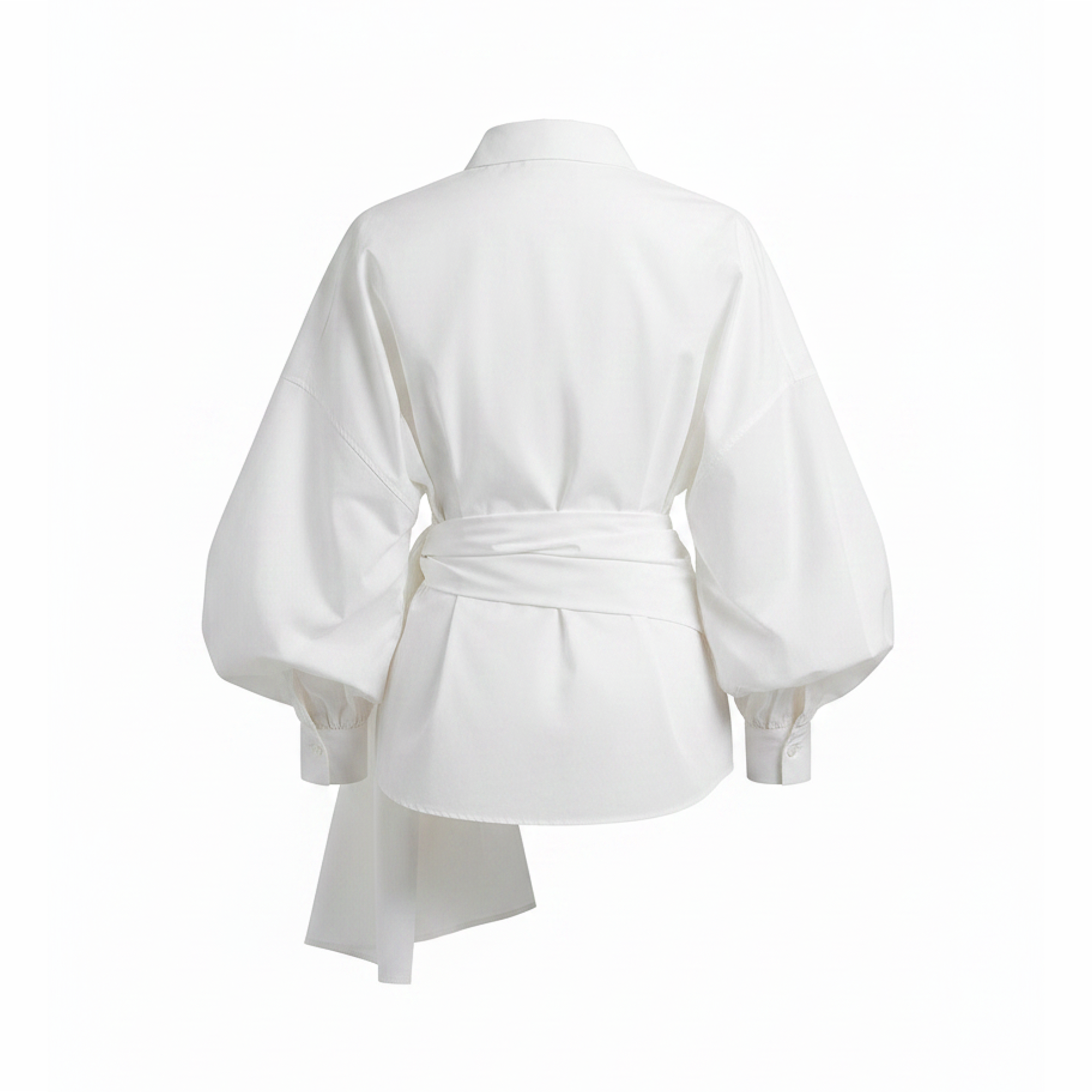 White kimono-style garment on a white background