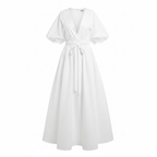 White dress with short sleeves on a white background