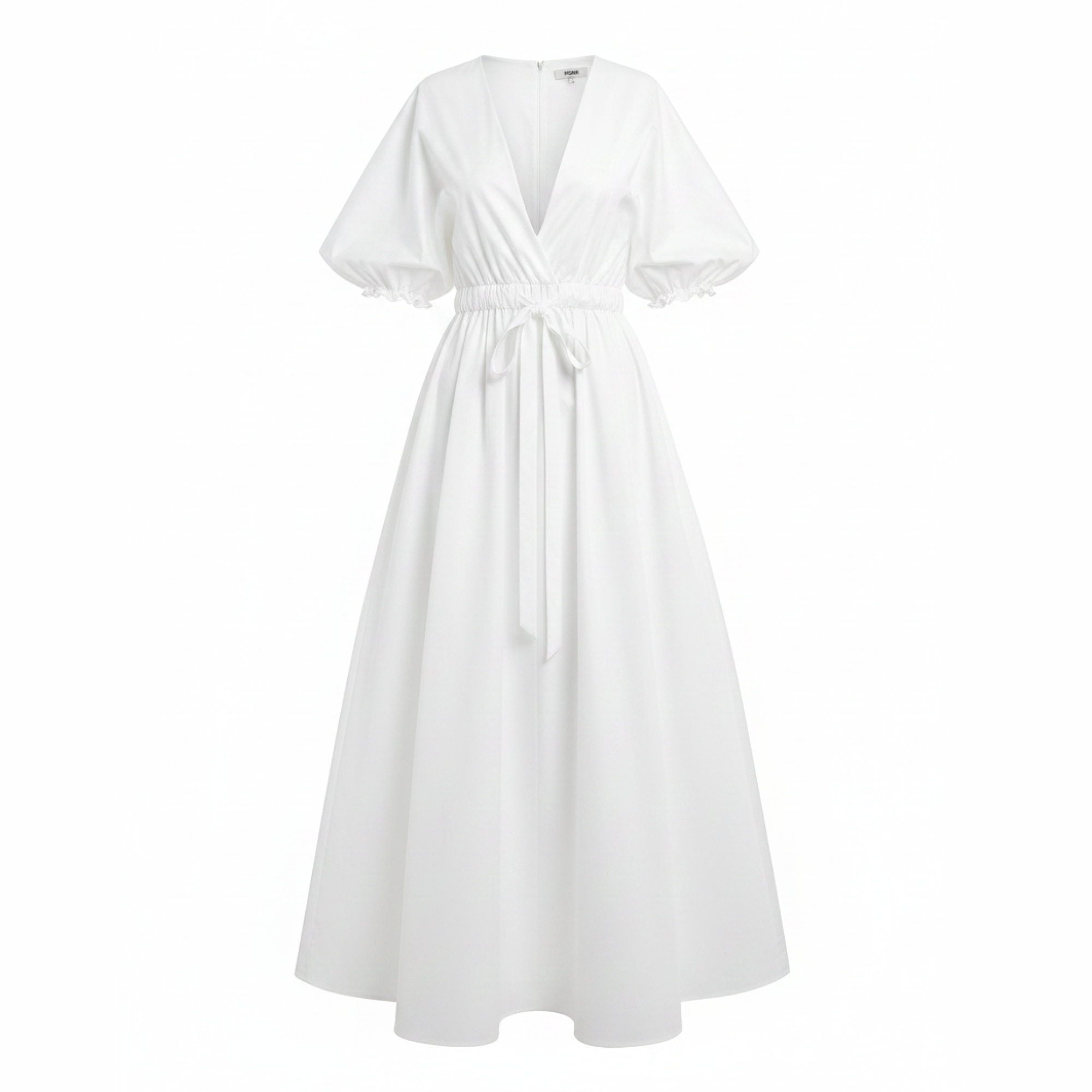 White dress with short sleeves on a white background