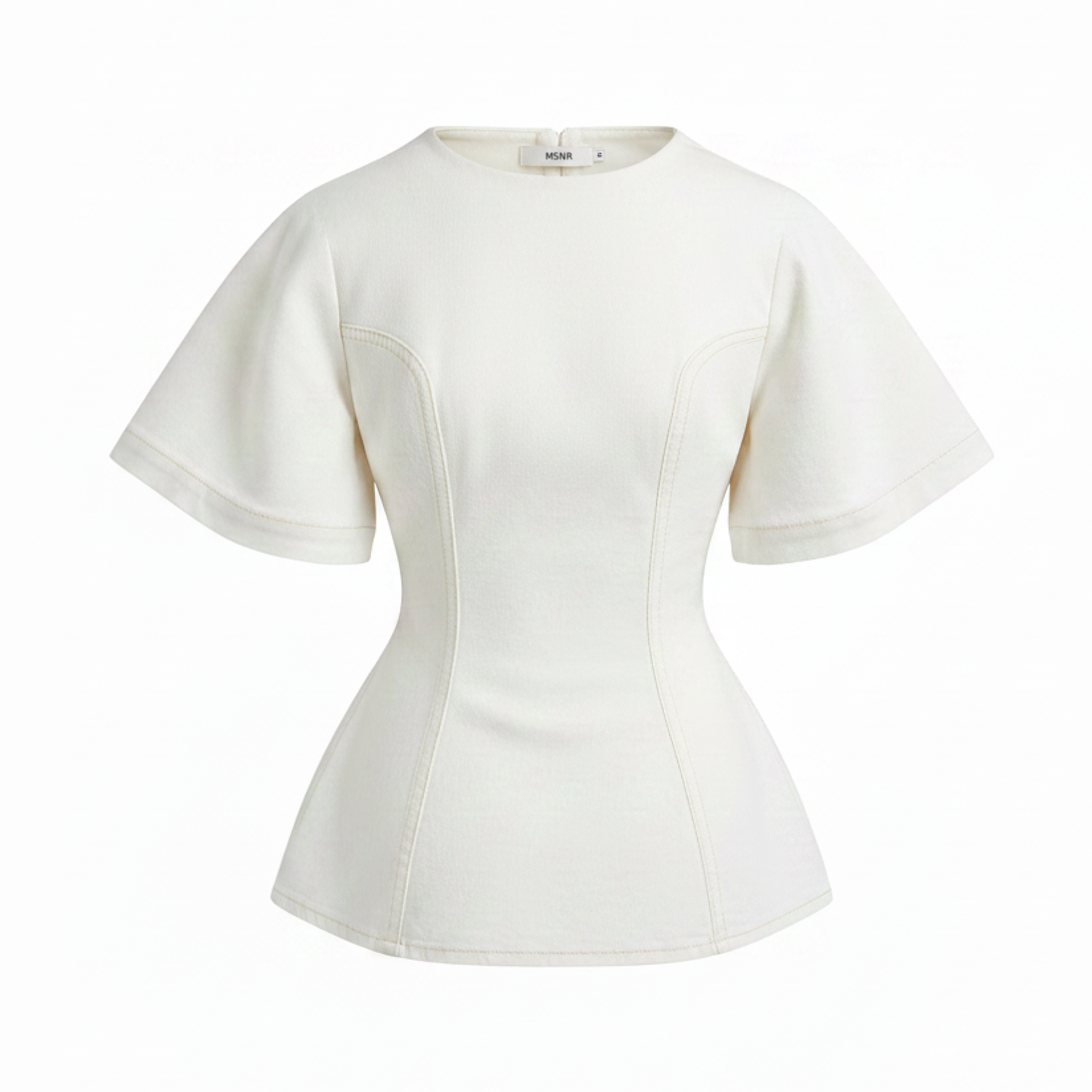 White peplum top on a white background