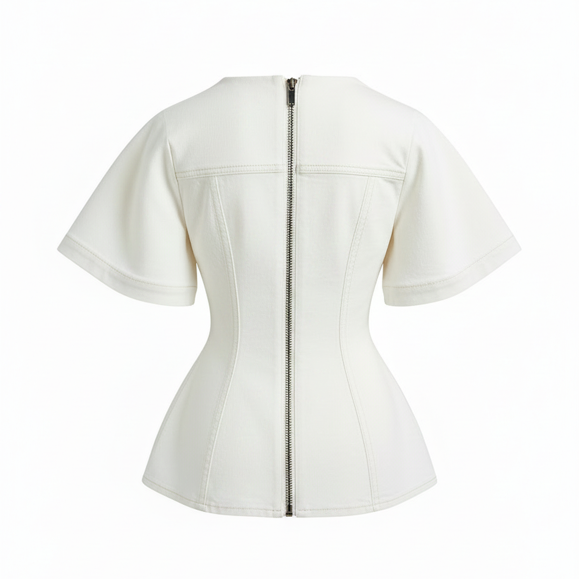 White jacket with a zipper on a white background