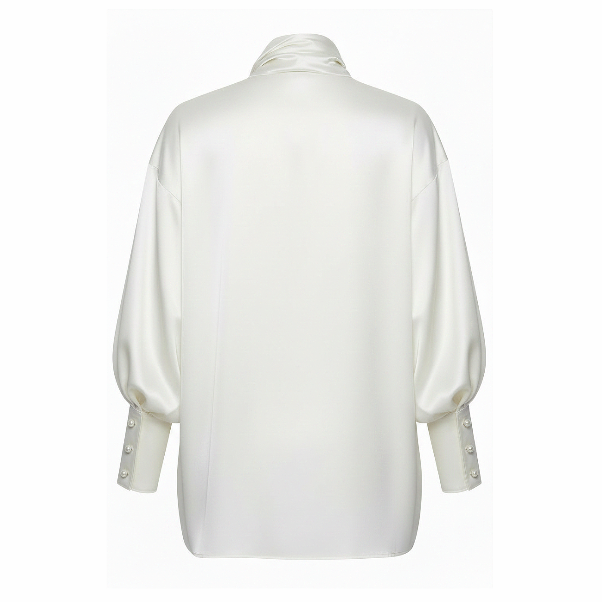 White blouse with long sleeves on a white background