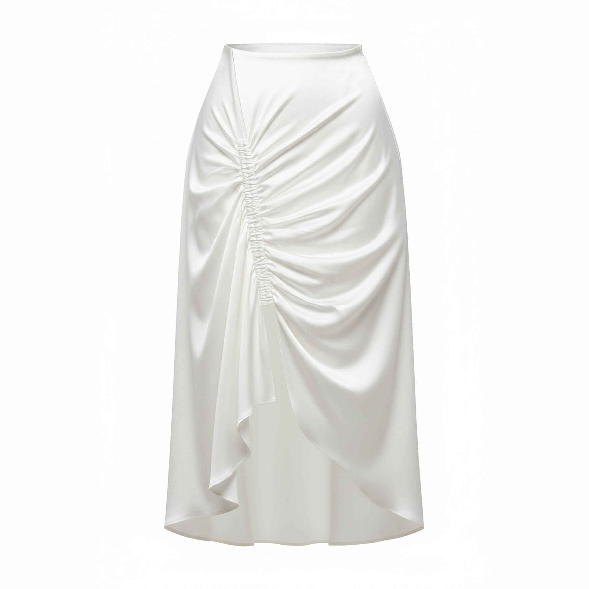 White satin skirt on a white background