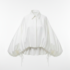 Lolo Balloon Sleeve Ruffle Crop Blouse