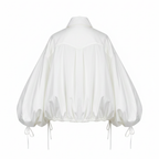 Lolo Balloon Sleeve Ruffle Crop Blouse