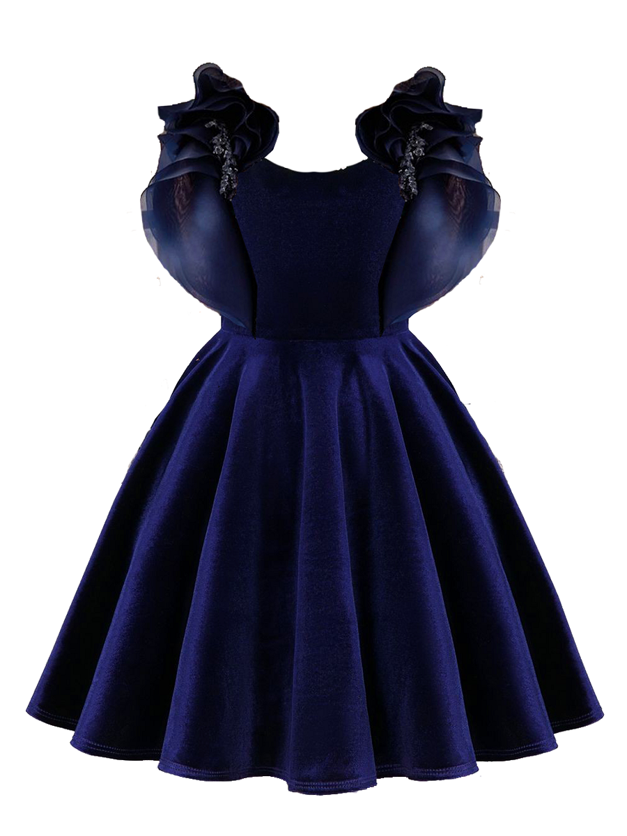 Amethyst Royale Ruffle Velvet Dress