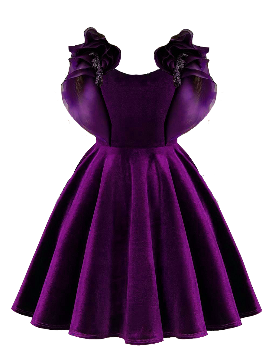 Amethyst Royale Ruffle Velvet Dress