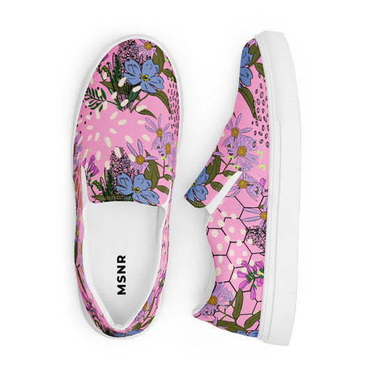 Coral Blossom Chaussures à enfiler en toile pour femme