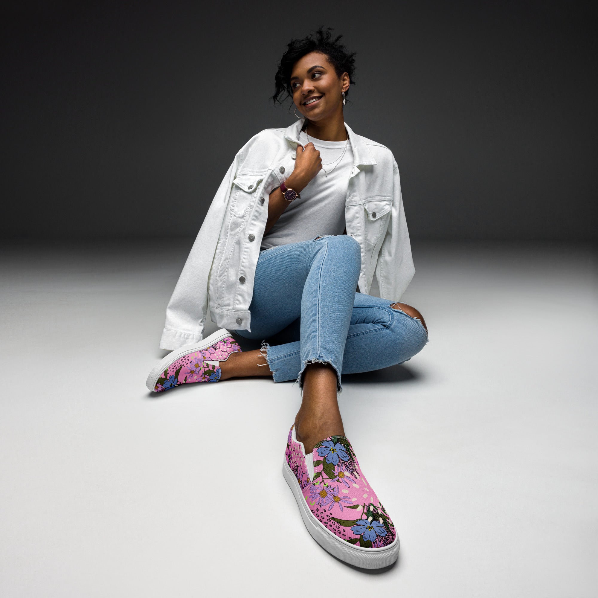 Coral Blossom Women’s slip-on canvas shoes