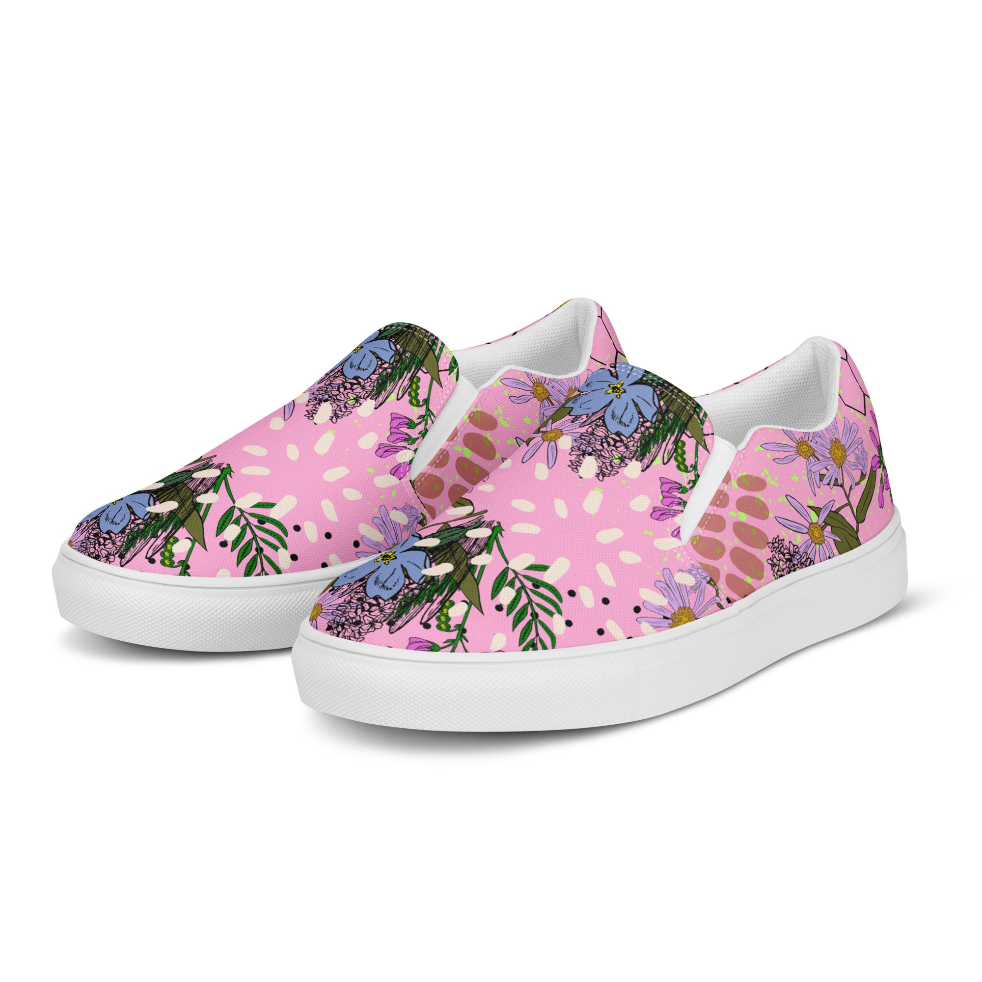 Coral Blossom Women’s slip-on canvas shoes