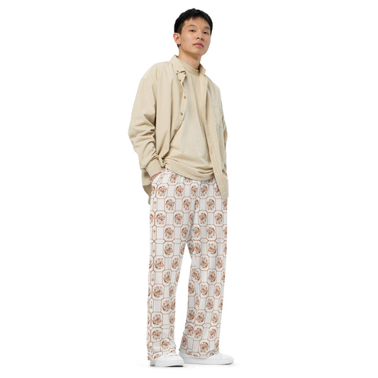 Pantalon large unisexe imprimé Shiroi Tori