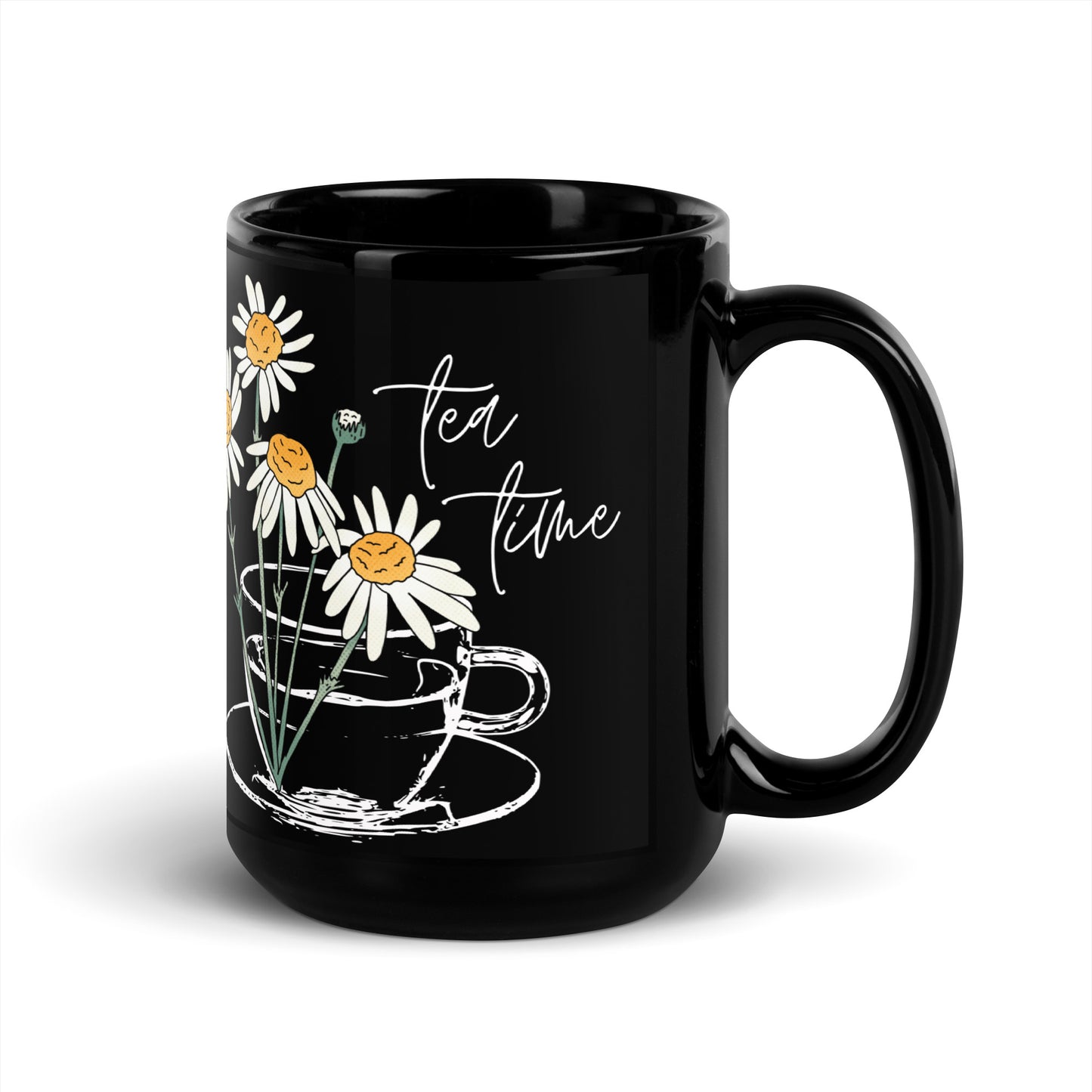 Tea Time Black Glossy Mug