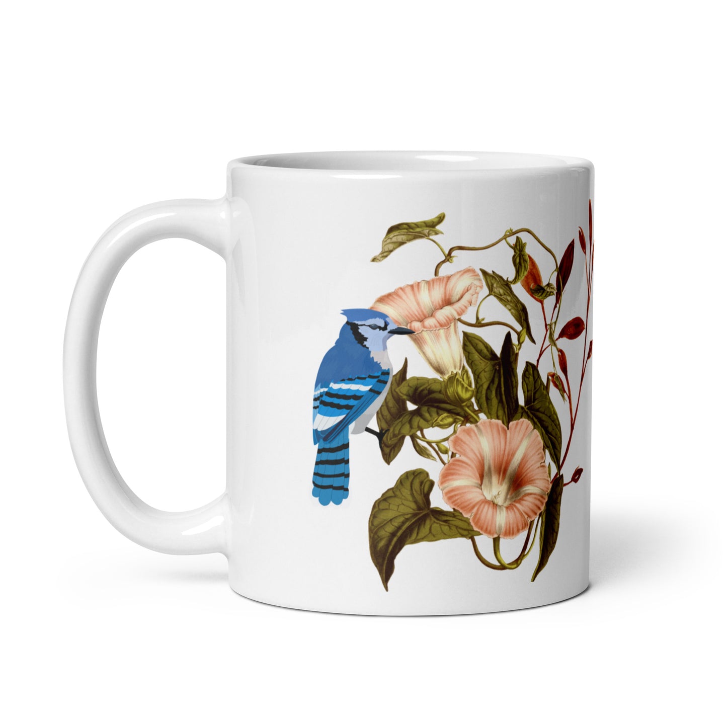 Bluebird White glossy mug