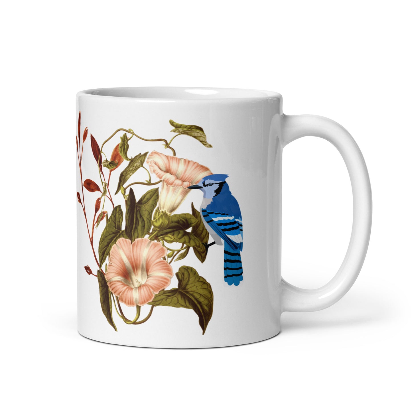 Bluebird White glossy mug